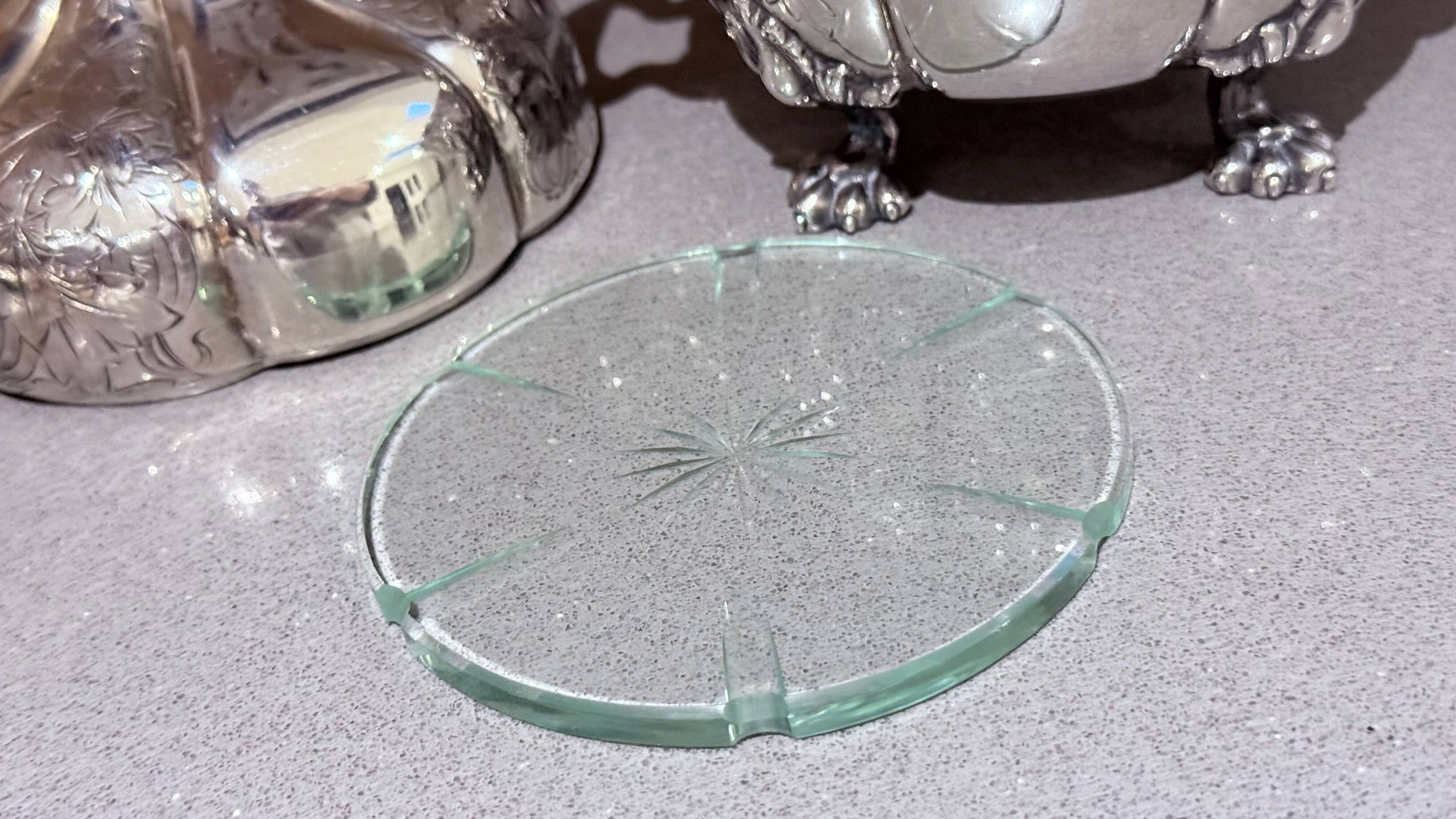 Antique Decorative Caviar Dish Caviar Serving, Silver Quadruple Plate Lid, Spoon
