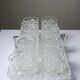 6 small vintage/antique pressed glass mugs and tray, art deco style