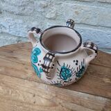 Old vase or pot with handles turquoise pattern Akteja
