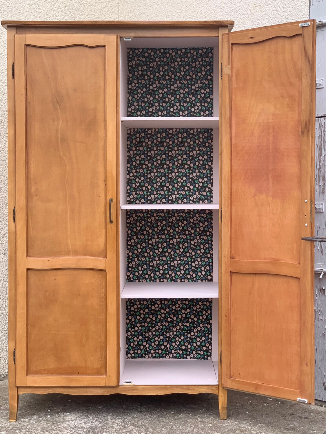 Parisian wardrobe vintage beech 1970