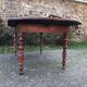 Antique cherry wood farmhouse table with rounded ends
