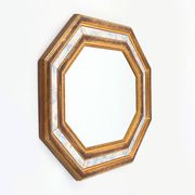 Gilded octagonal mirror by Deknudt Belgium decorated with smoked mirror gla