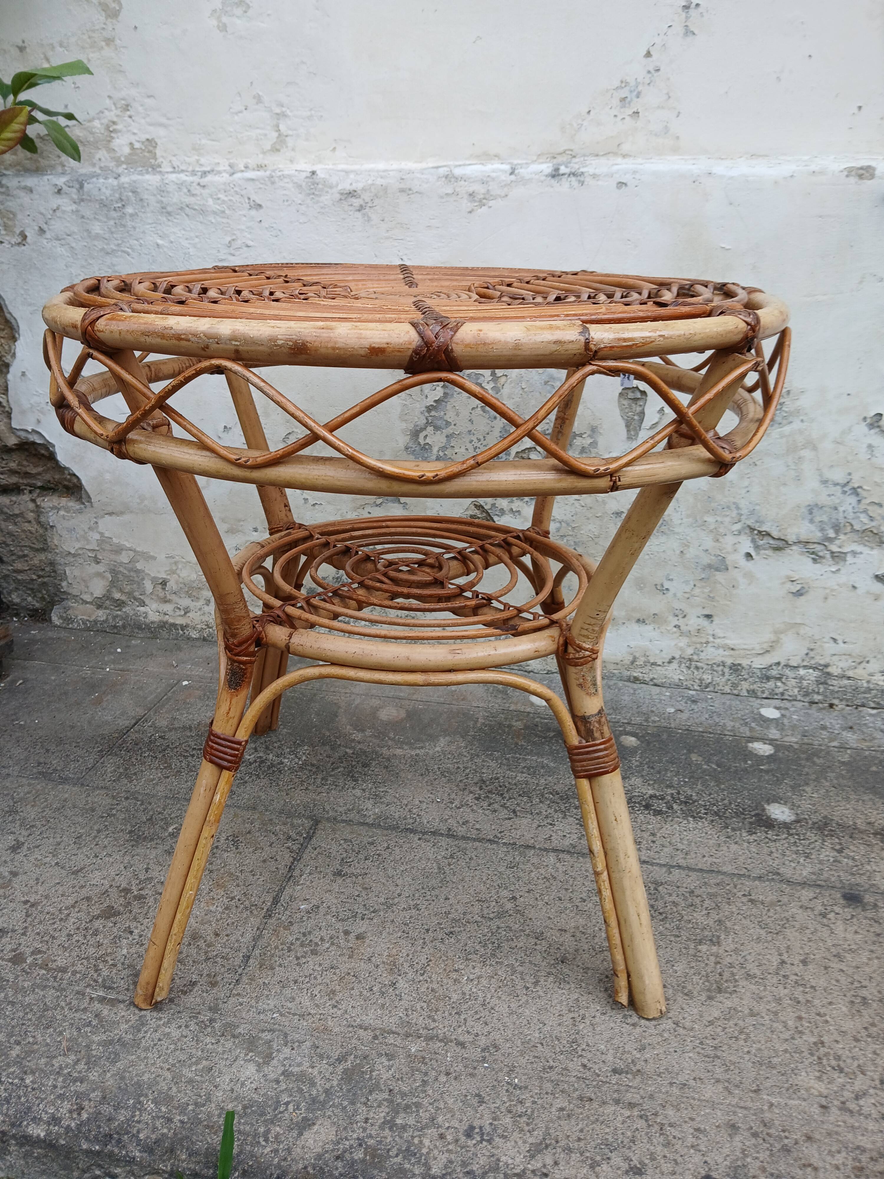 Vintage rattan coffee table