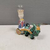 Unique "donkey" table lamp in ceramic with a harlequin pattern, Italy 1970s