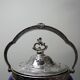 Antique biscuit jar/sweet jar, cobalt blue glass and silver-plated metal, early 20th century.