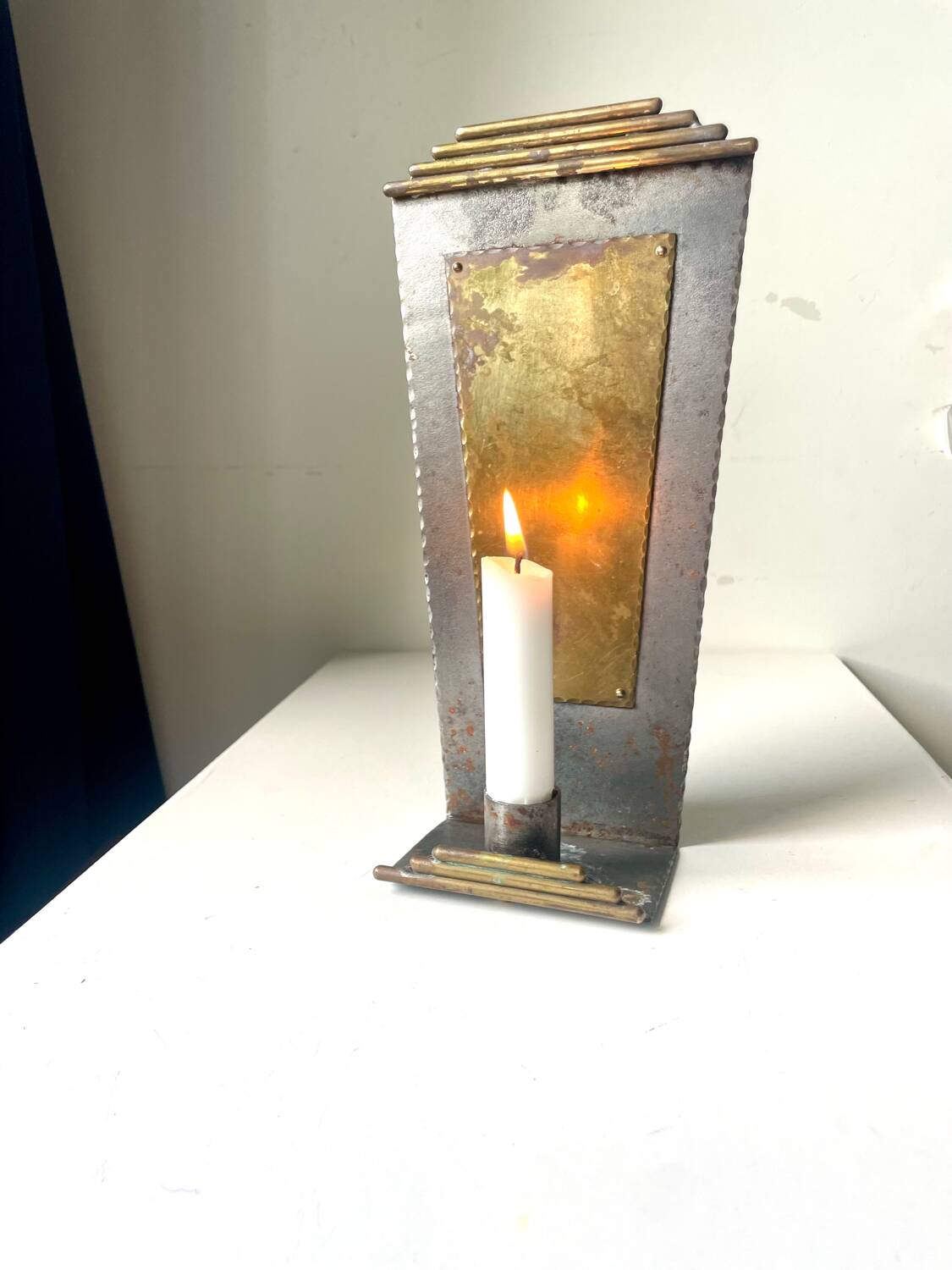 Art Deco metal & Brass Wall Candle Sconce
