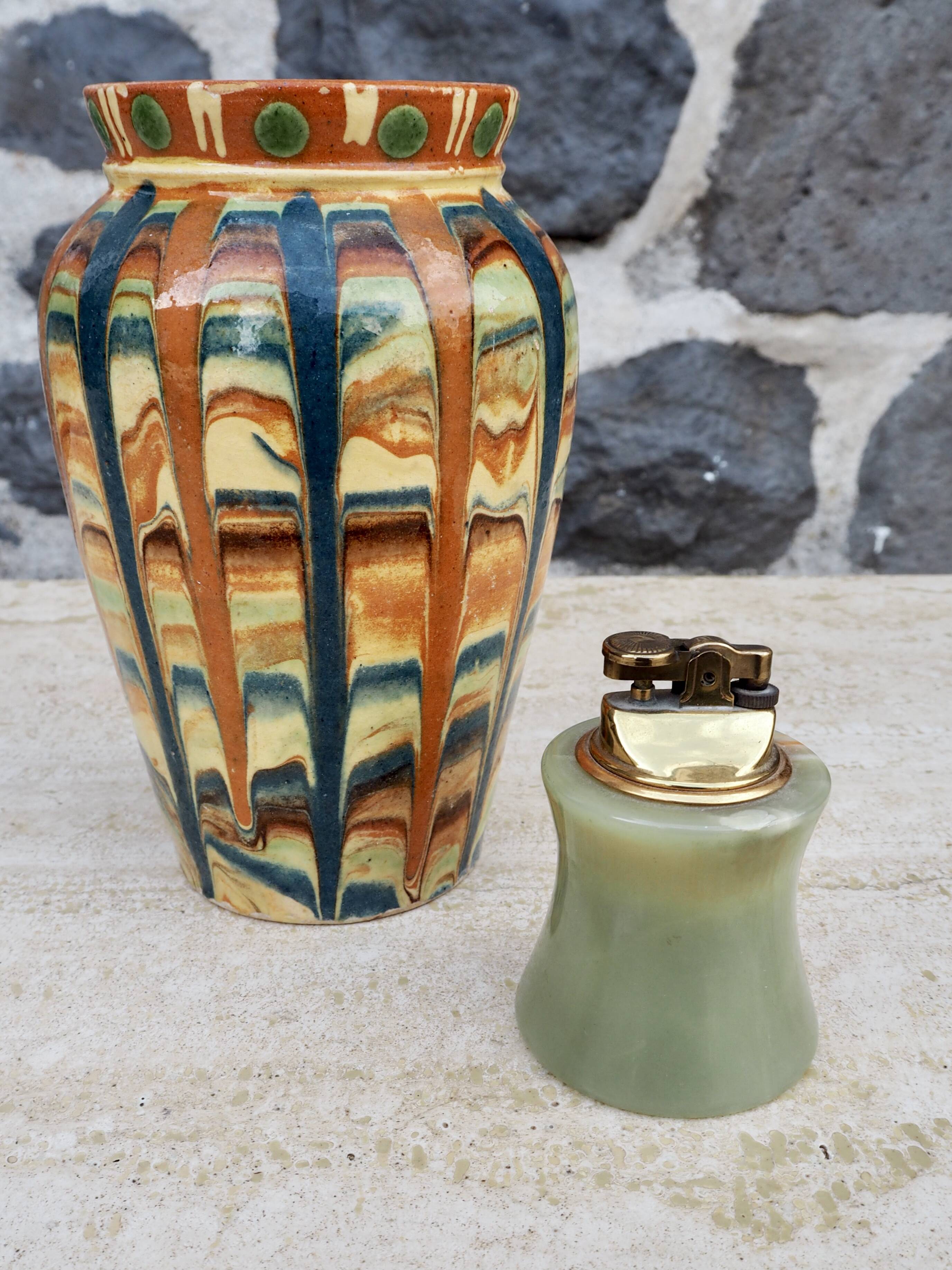 Handcrafted vase with glazes, 1970s