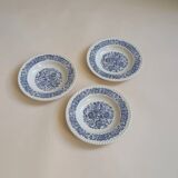 Set of 3 antique soup plates – blue floral decoration