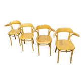 Lot de 4 chaises fauteuils bistrot à accoudoir 1960