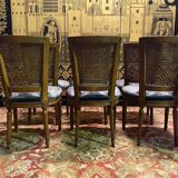 Suite of 6 Louis XVI style cane and velvet chairs
