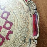 Red and gold Florentine tray