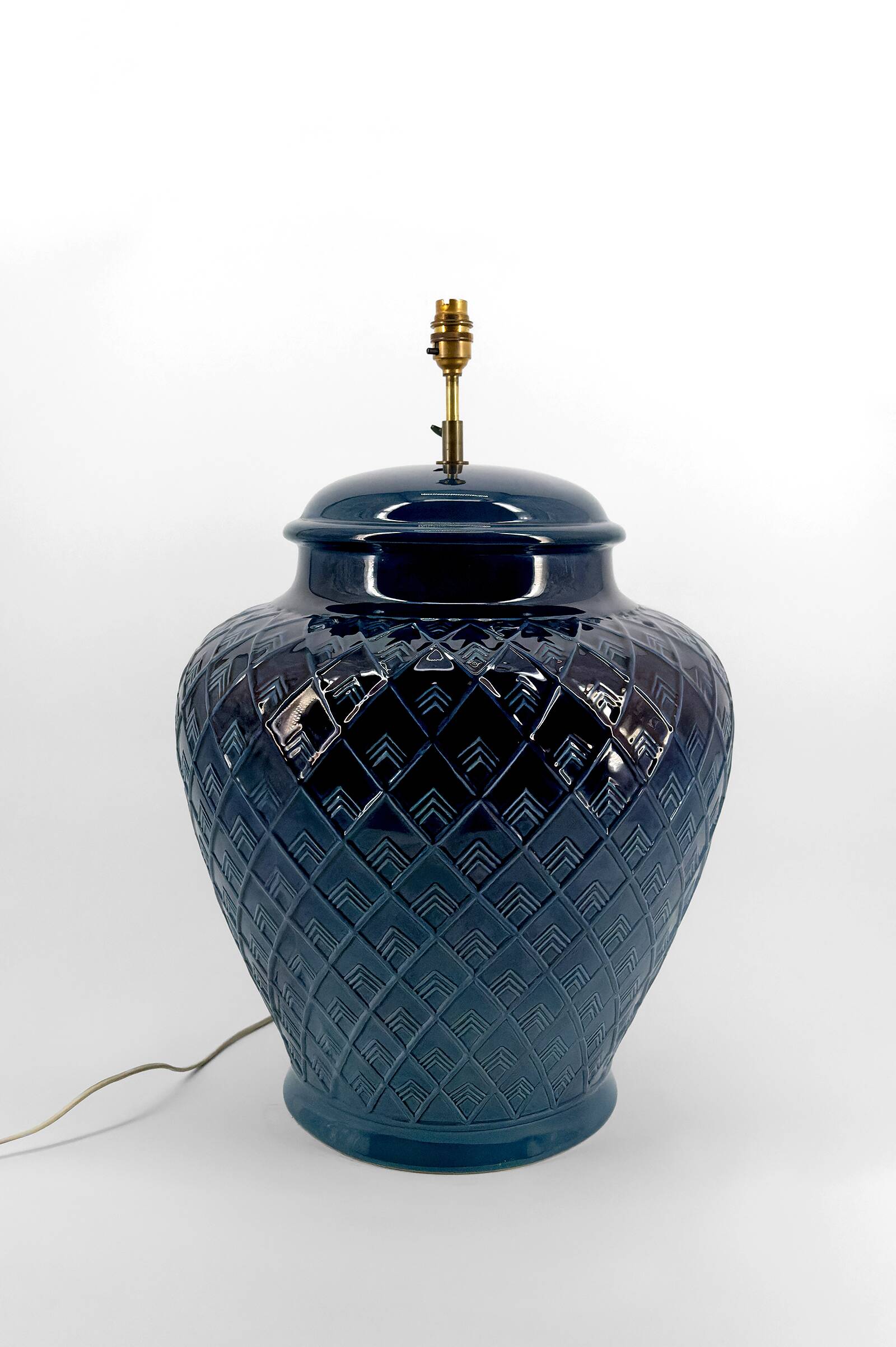 blue ceramic lamp, France, 1950s