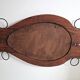Brutalist mirror in wood and rope, free form.
