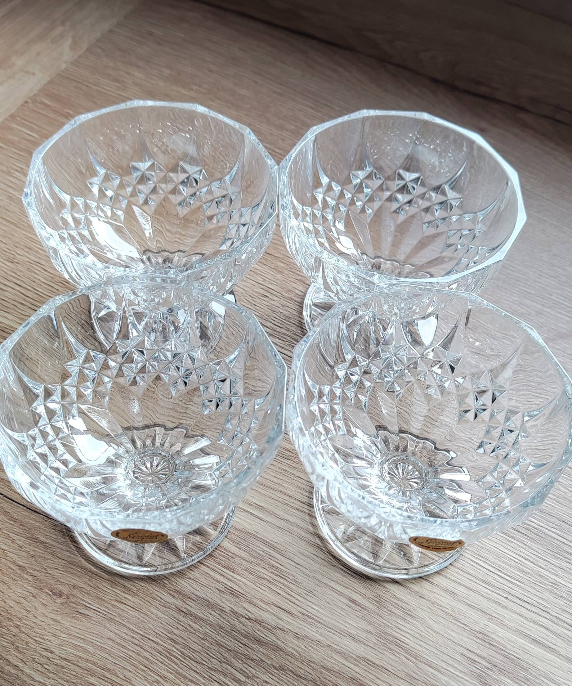 Set of 4 crystal fruit bowls