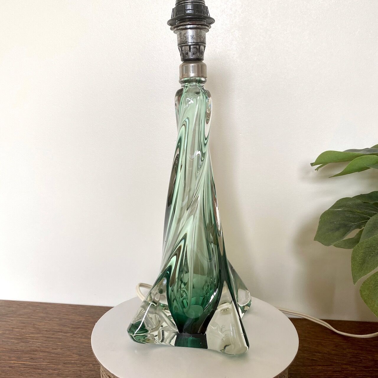 Dark green Val Saint Lambert lamp