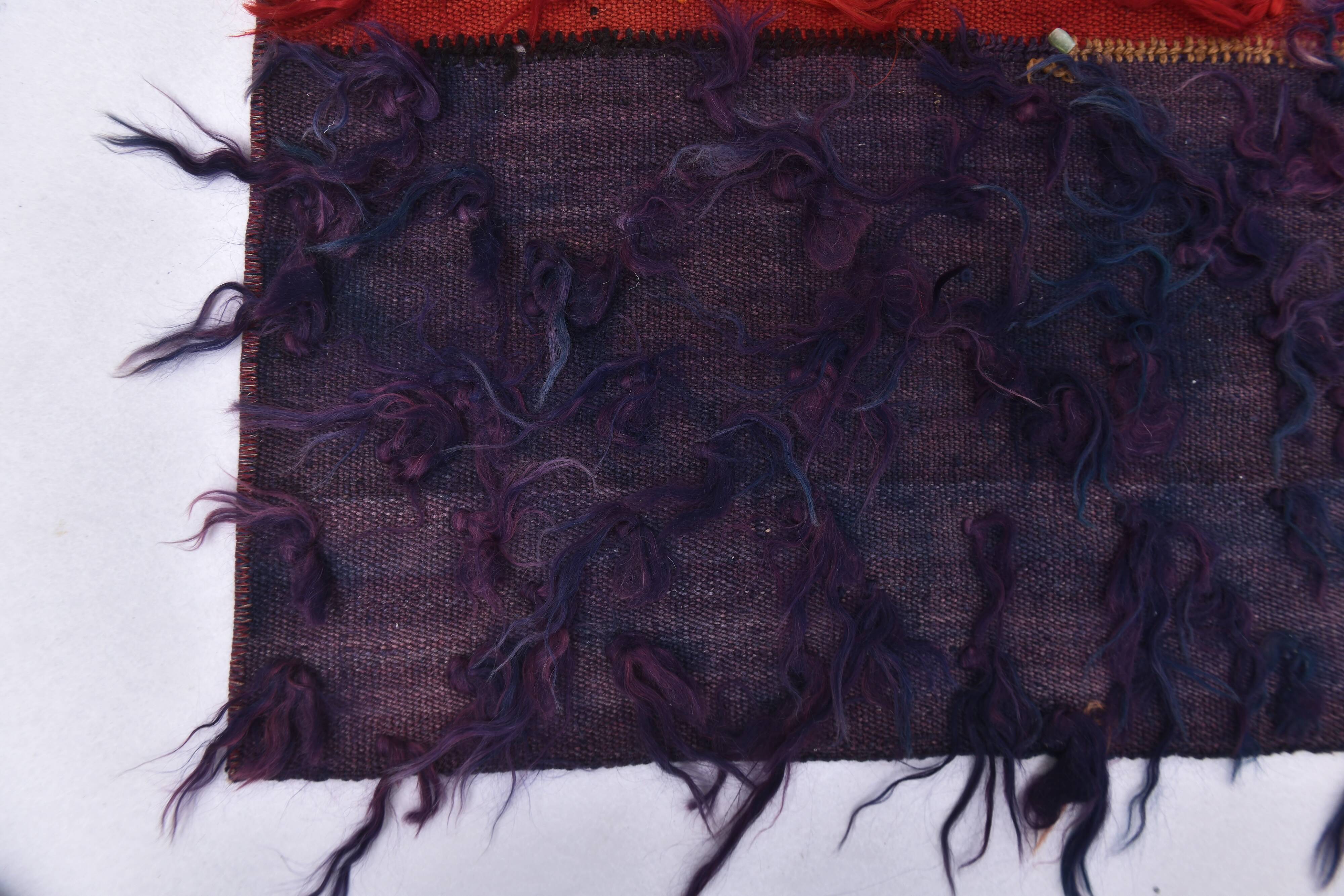 2x6 Red Blue Wool Vintage Runner Rug, 66x190Cm SK 240489