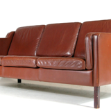 Danish vintage retro sofa in Scandinavian teak Stouby leather