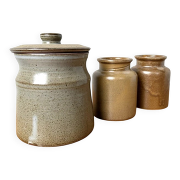 Lot de 3 pots en grès émaillé, années 70