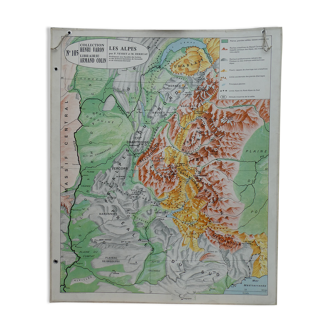 Ancienne carte scolaire les Alpes colin Varon n°105