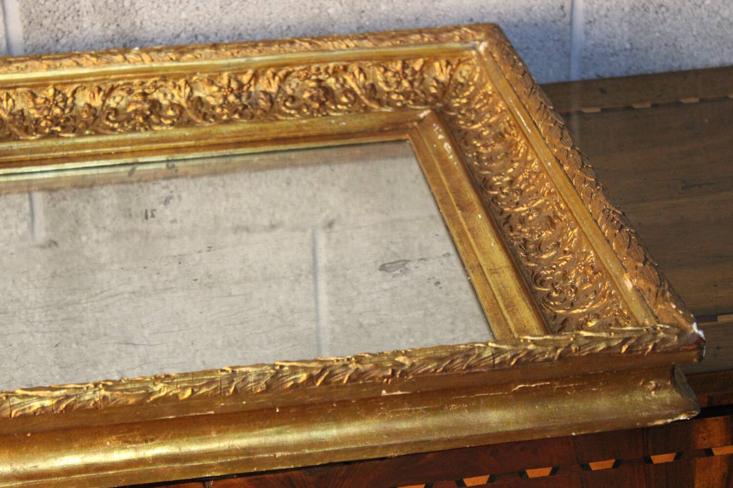 Antique,19th-century, gilt-framed wood wall mirror, Napoleon Ill
