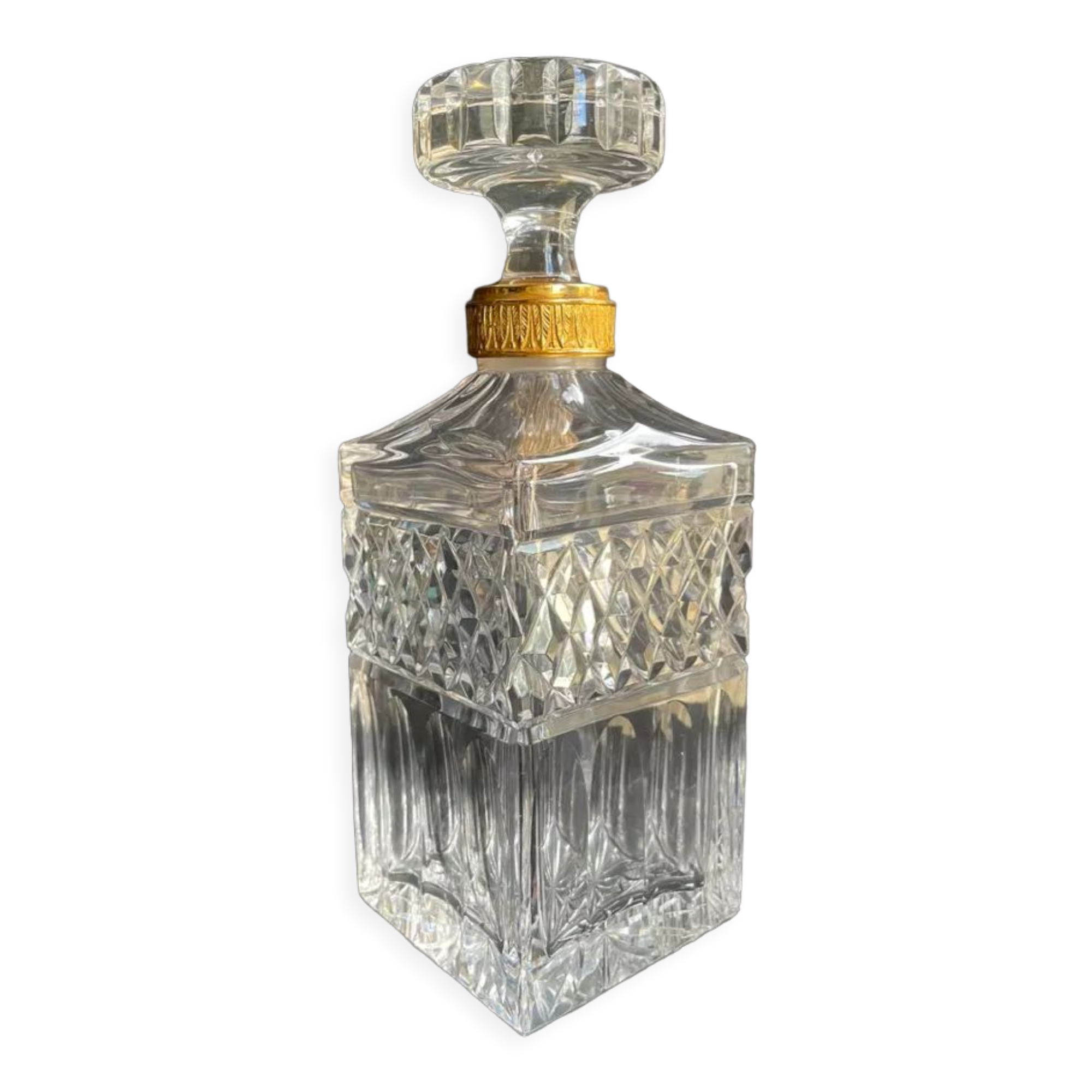 Alcohol decanter in blown and cut crystal Empire style XXth