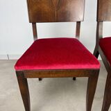 2 Art Deco chairs, red velvet and rosewood.