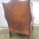 English fawn leather armchair with ears Chesterfield club