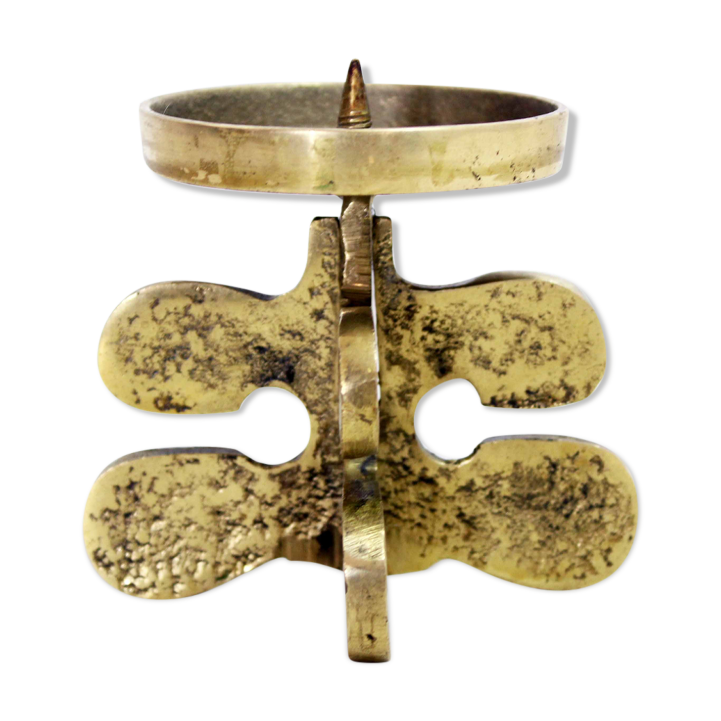 Brutalist bronze candle holder by Guiseppe Gallo 1960