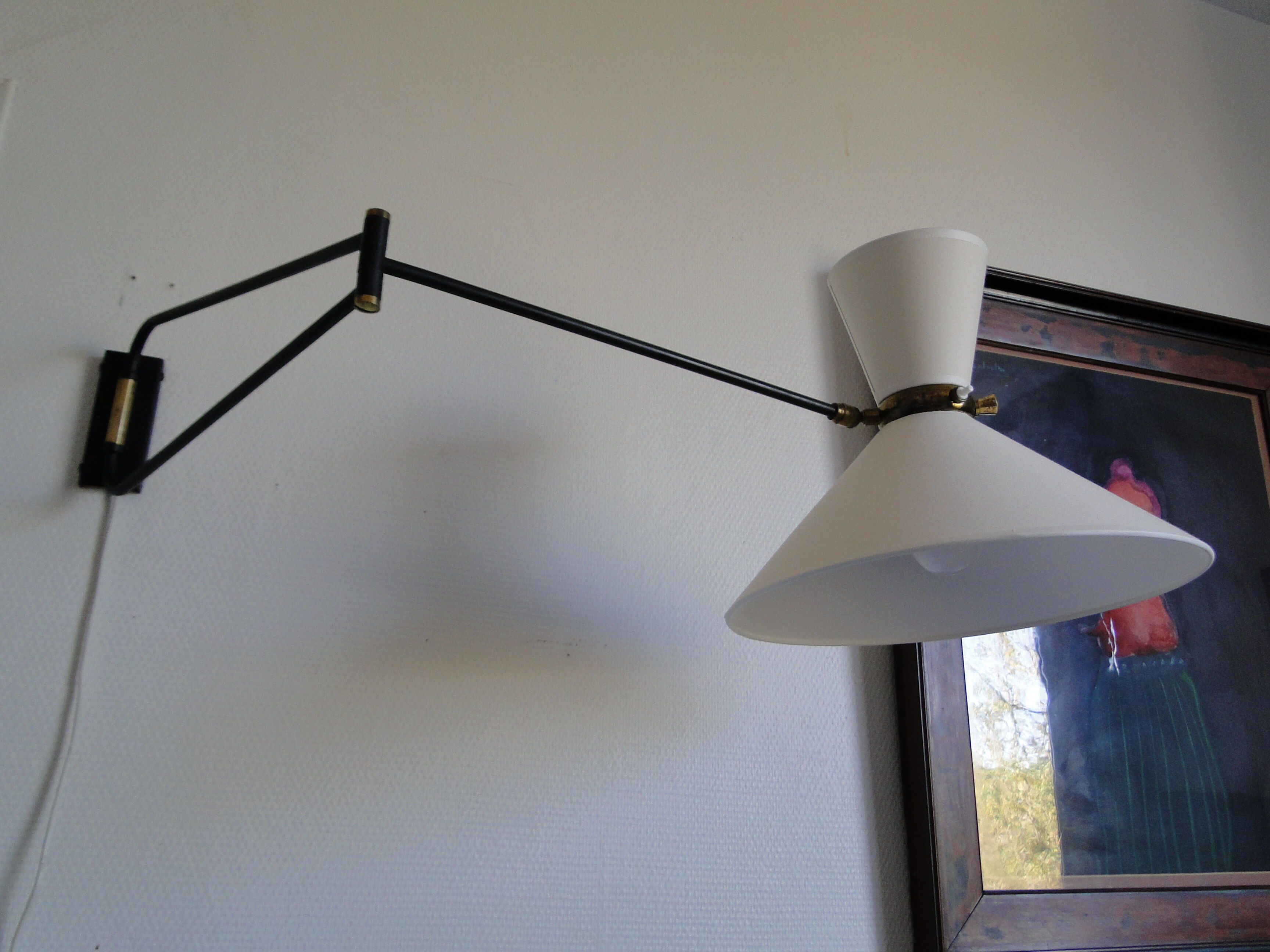 Vintage diabolo wall lamp by René Mathieu for Lunel France 1950s