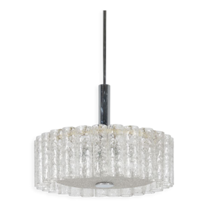 Lustre en verre et chrome par Doria