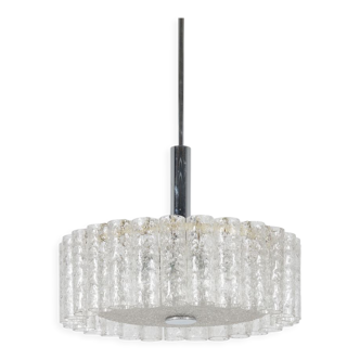 Mid-century glass and chrome chandelier by Doria Leuchten, 1960s