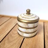 Small round box in mother-of-pearl and brass