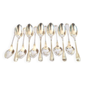 ST MEDARD set of 12 dessert spoons coffee model old net style Chinon 14.5 cm
