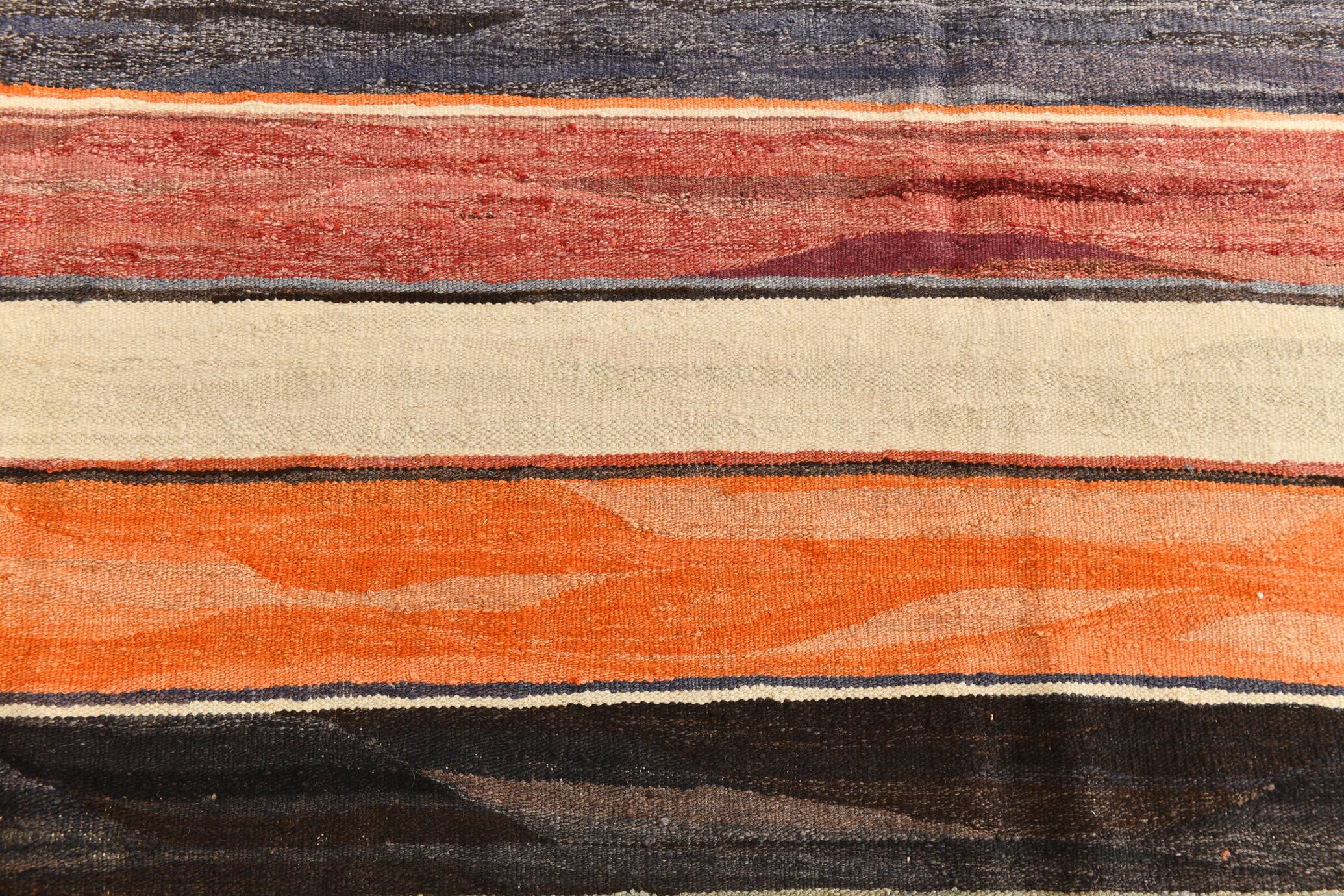 10X13 Soft Colors Rare Large Area Vintage Wool Kilim Rug, 300x389 Cm