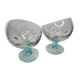 Pair of standing glass cups, 16 cm, blue