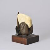 Free stone sculpture on wooden pedestal, V. Bee, 1998