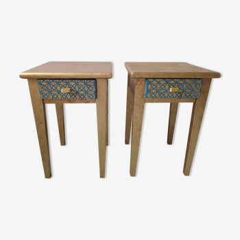 Pair of golden bedside night tables