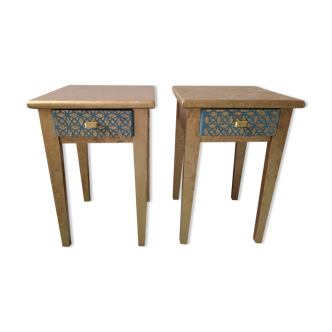 Pair of golden bedside night tables