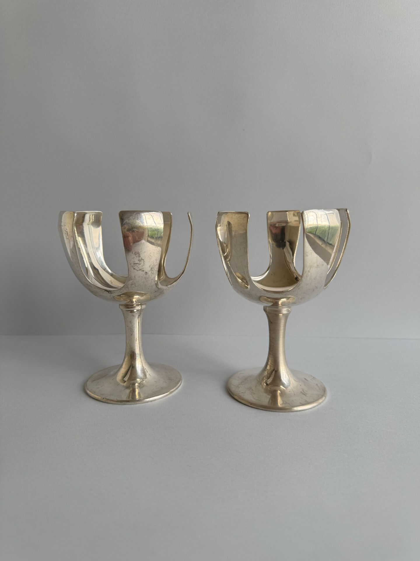 Vintage RARE Pair Of F. Neumann Solinger Silver Plated Fruit Serving D