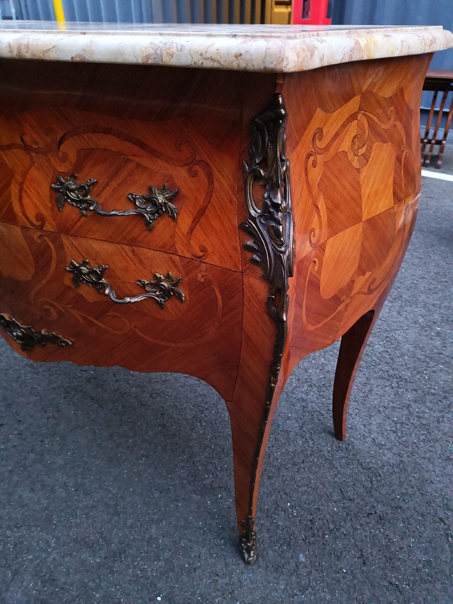 Chest of drawers marquetry marble top