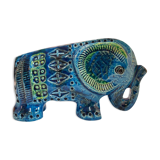 Vintage elephant statue, Aldo Londi for Bitossi, Rimini blue series.