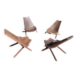 4 exotic wood armchairs from the 60s and 70s.