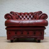 Vintage English Leather Dellbrook Chesterfield Club Chair