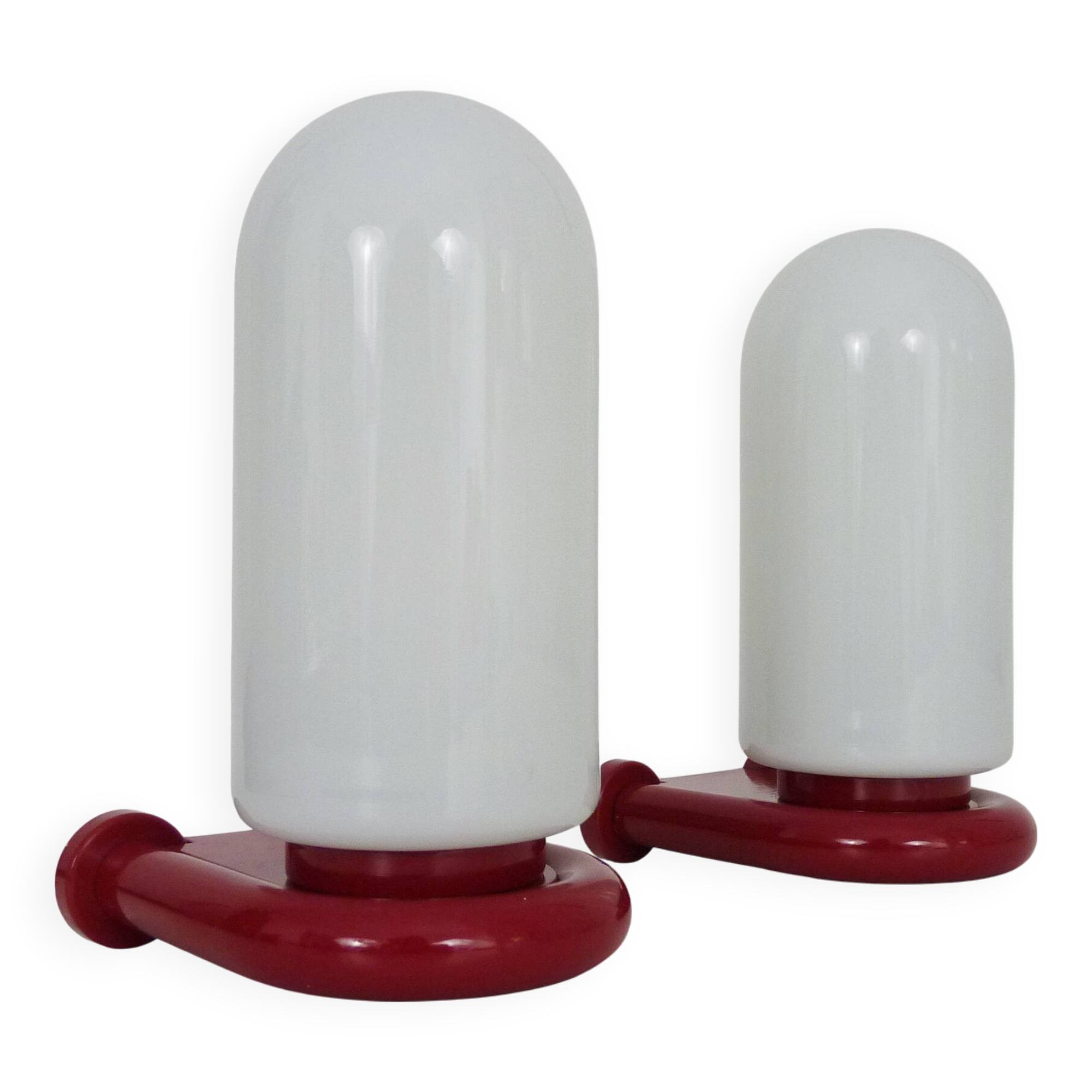 Pair of red and white Space Age wall lights 60s 70s