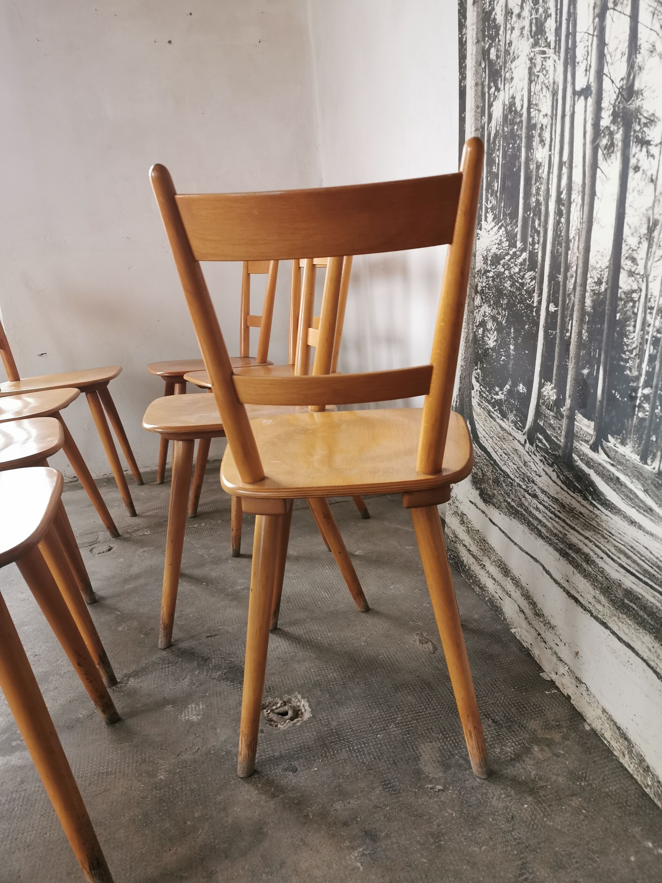 Set of 8 vintage bistro chairs 1960