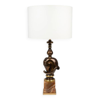 Maison Charles. Bronze patinated horse bust lamp. 1970s.