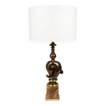 Maison Charles. Bronze patinated horse bust lamp. 1970s.