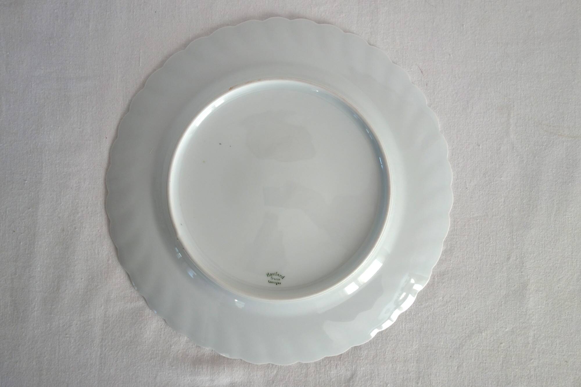 Set of 8 white twisted porcelain dinner plates Limoges Haviland