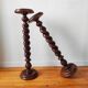 Pair of turned wooden pedestals