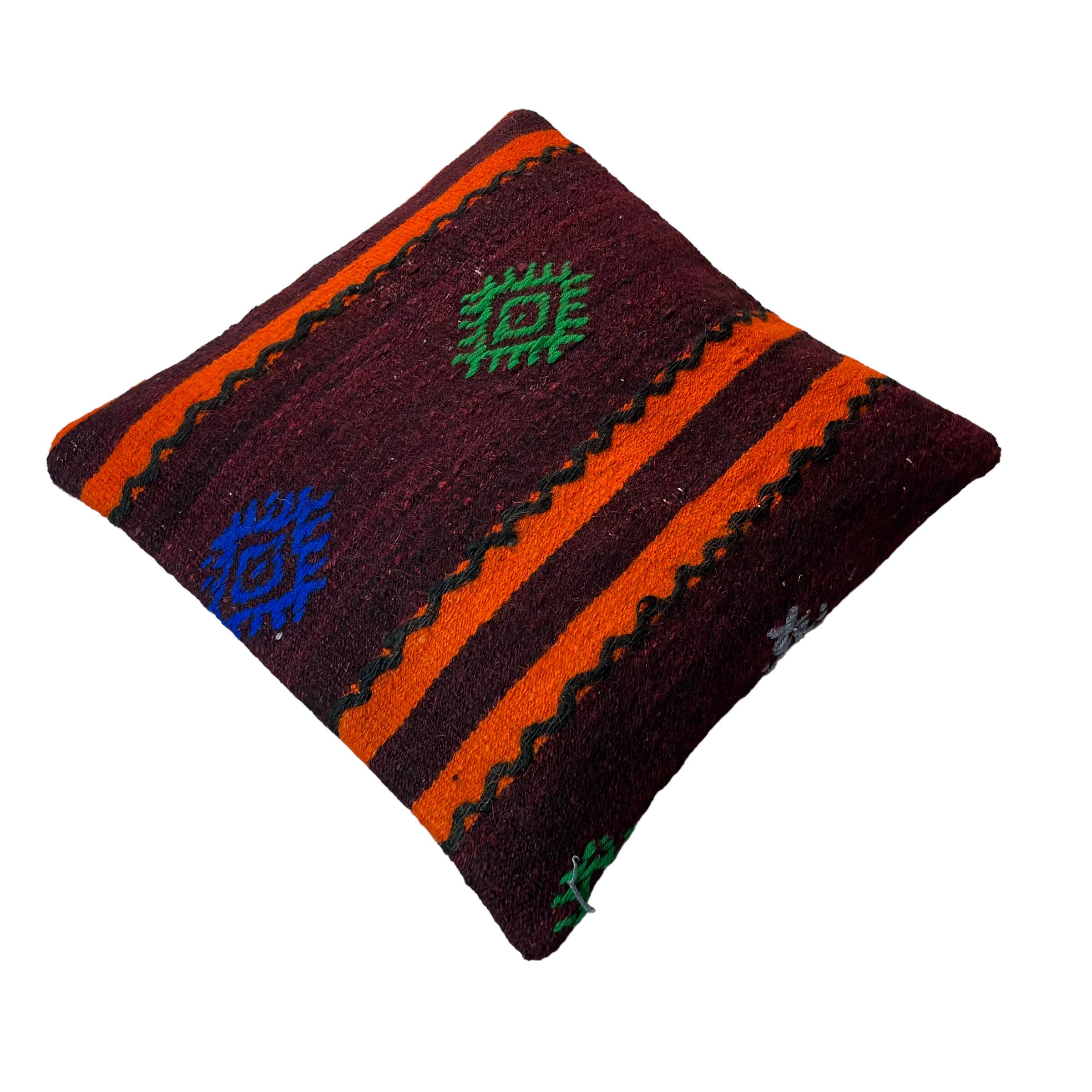 Vintage turkish kilim cushion cover , 40 x 40 cm